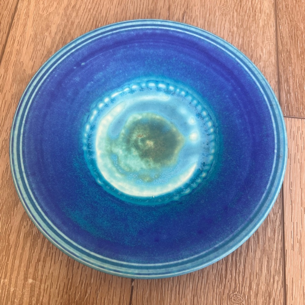 Kalipso Santorini Greek Pottery Blue Glazed Handmade Ceramic Plate 7.5 in. - Picture 5 of 11